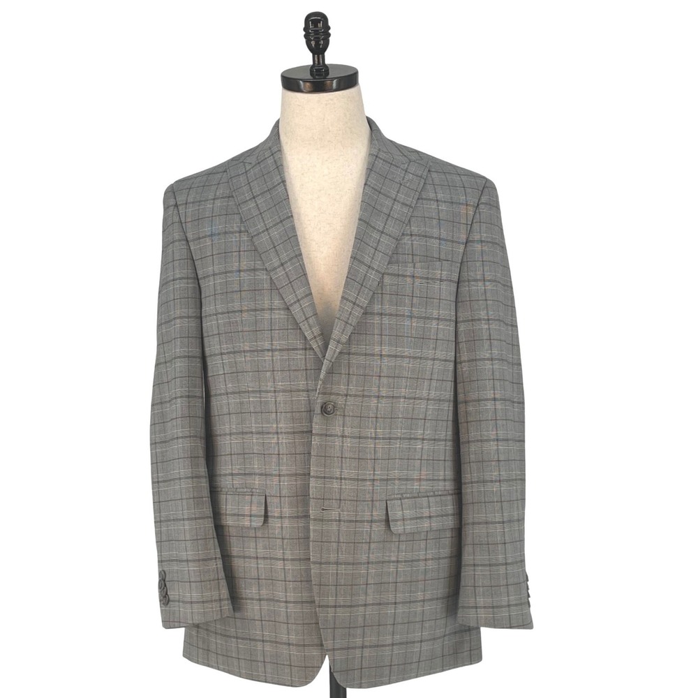 Sean John 38R Gray Glen Plaid Jacket Blazer Sport Coat Preppy Office